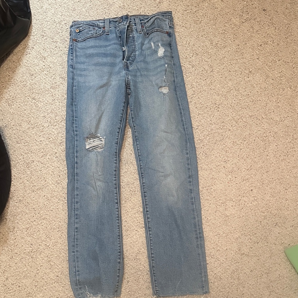 Distressed Blue Jeans
